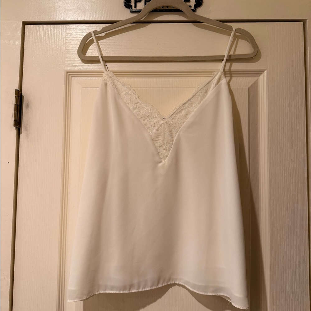 Melrose and Market White Lace V-Neck Satin Camisole